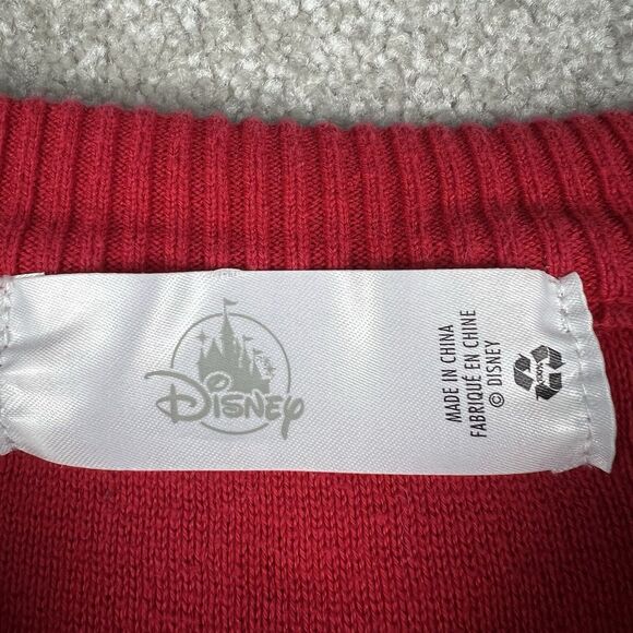 Disney Store Mickey Mouse Christmas Sweater Size Large Red Holiday Bulbs Knit - Picture 3 of 7